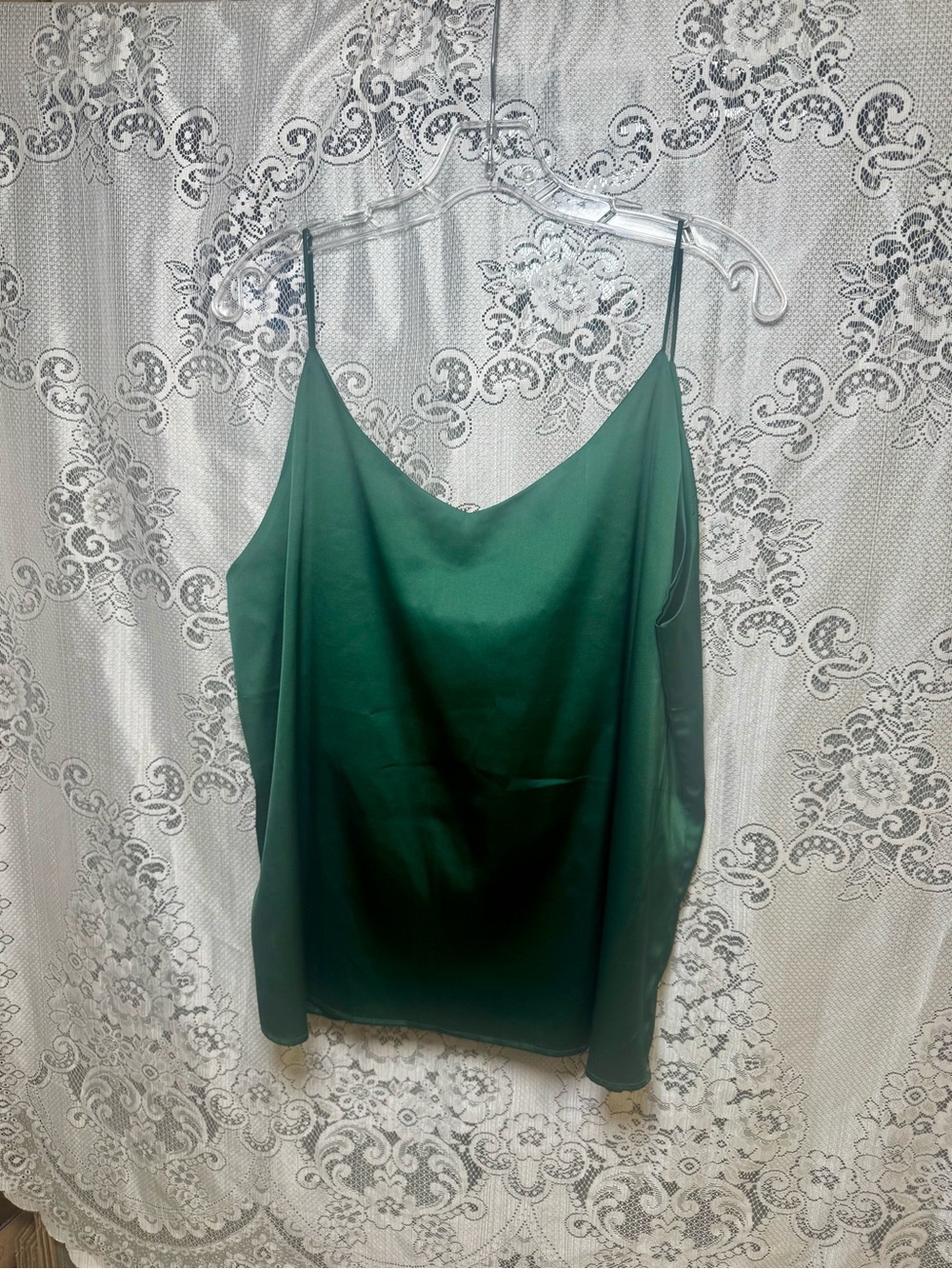 Green Satin Mulberry Silk Camisole Top- XXXL